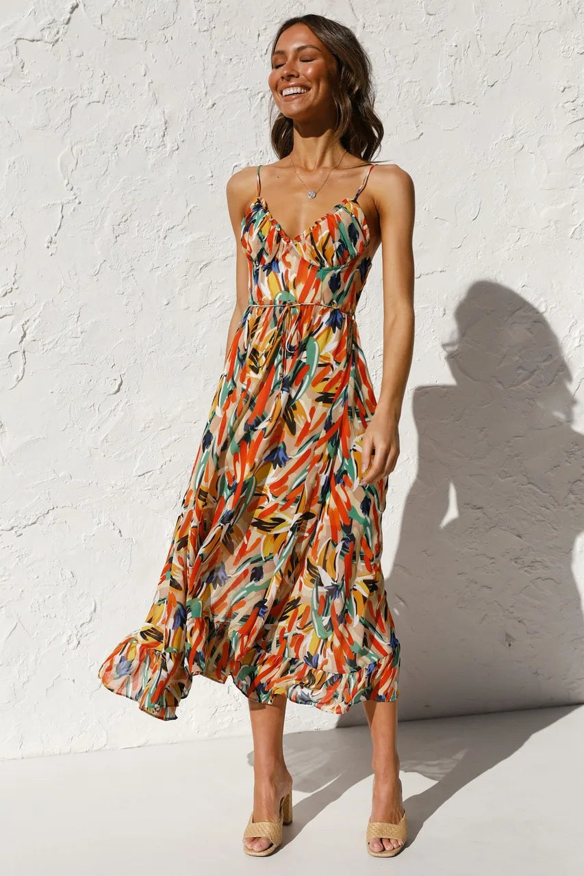 Emmely | Mujer Vestido Ajustado Colorido con Estampado