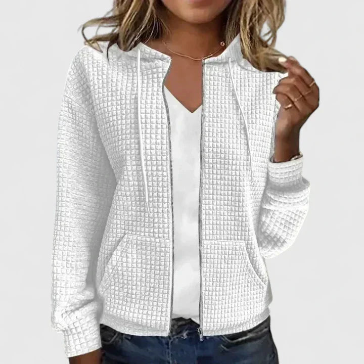 Mila | Mujer Sudadera de Textura Waffle con Capucha y Cremallera