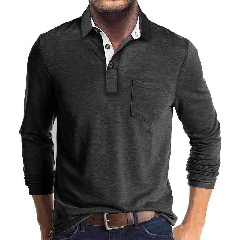 Kavin | Hombre Camisa de Manga Larga de Color Sólido