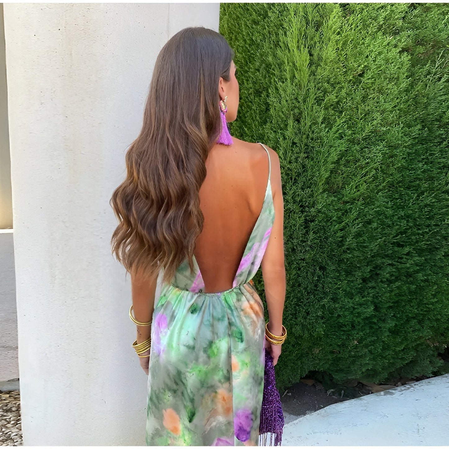 Tove | Mujer Vestido Maxi Tie-Dye con Bufanda