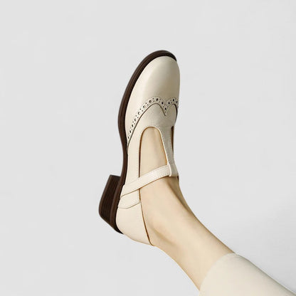 Nicole | Mujer Zapatos con Tira en T y Detalles de Brogue