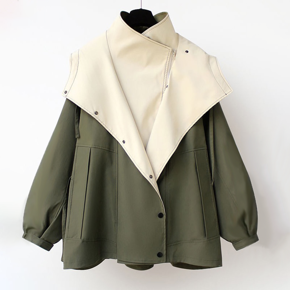 Becka | Mujer Chaqueta Moderna con Cuello Estratificado y Cremallera
