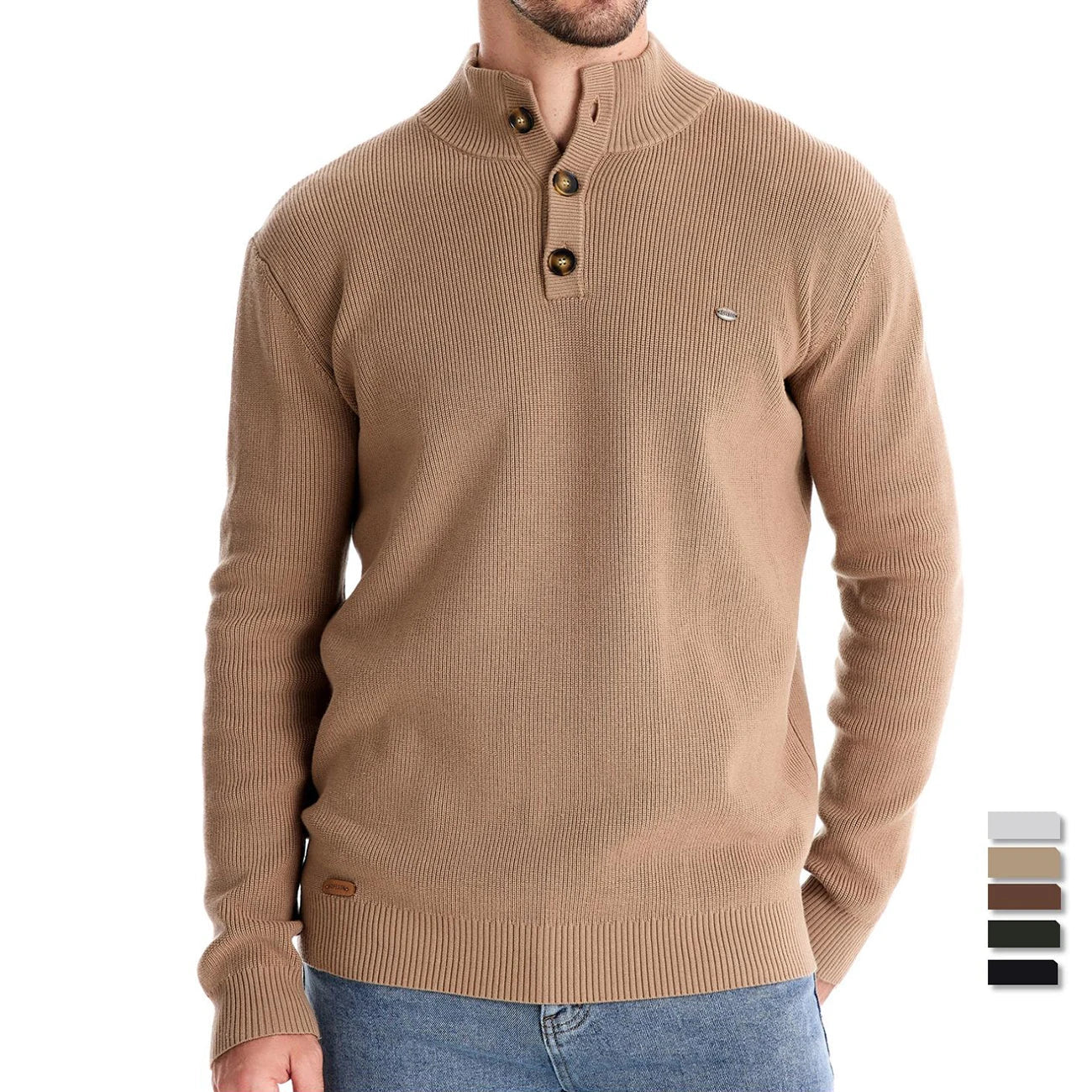 Koelman | Hombre Suéter de Algodón Slim con Detalles de Botones