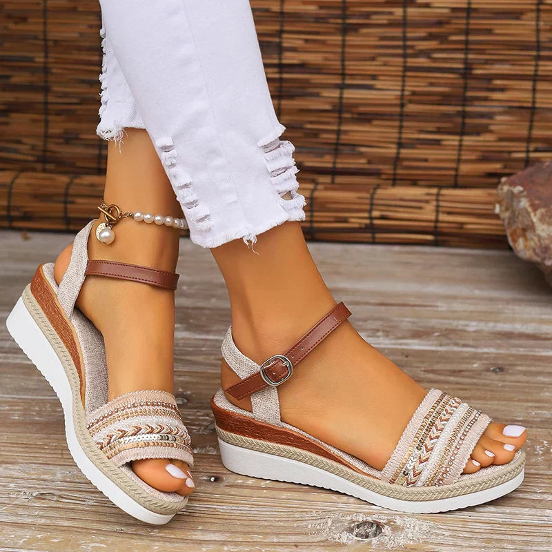 Pixie | Mujer Sandalias Bohemias con Cuentas y Correa de Tobillo