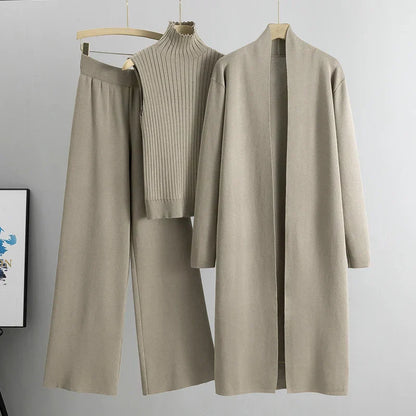 Lillian | Mujer Conjunto de Tres Piezas con Cárdigan y Pantalón Ancho
