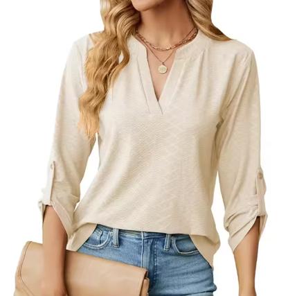 Shanice | Mujer Blusa Amplia con Botones Texturizada