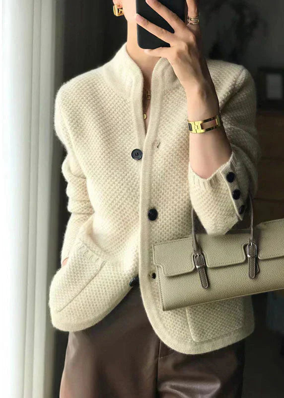 Joyce | Mujer Cárdigan de Punto Sin Cuello con Botones y Bolsillos