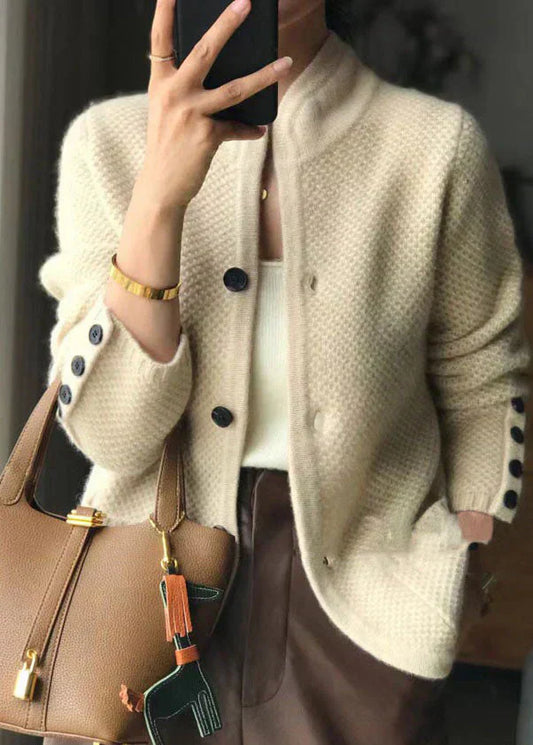 Joyce | Mujer Cárdigan de Punto Sin Cuello con Botones y Bolsillos