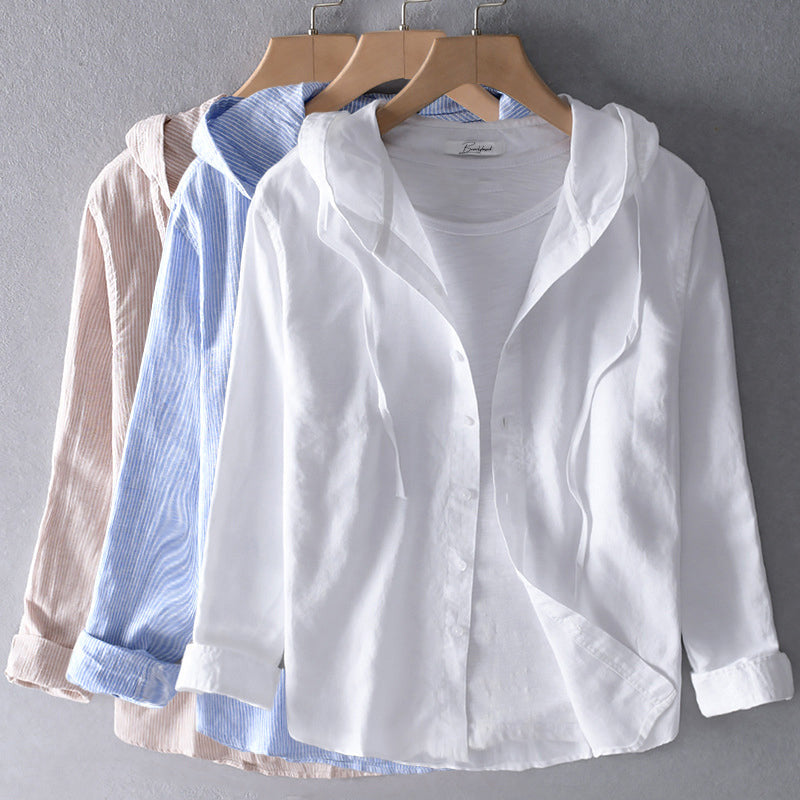 Rens | Mujer Sudadera a Rayas con Capucha y Botones