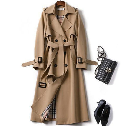 Evelyn | Mujer Gabardina Trench Clásica con Cinturón