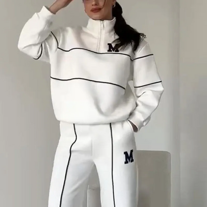 Michigan | Mujer Mono Deportivo Estilo Varsity con Media Cremallera