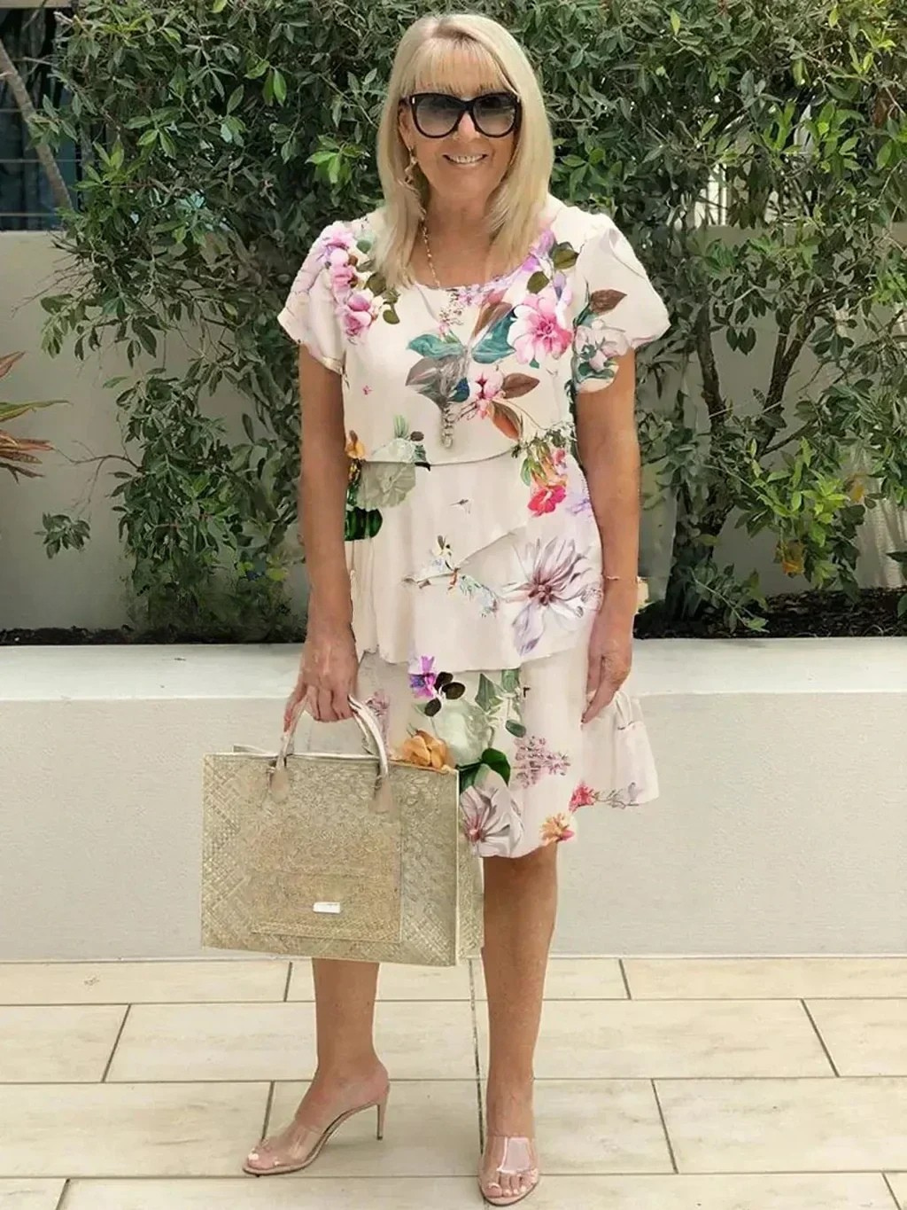 Dina | Mujer Vestido Floral con Capas en Cascada
