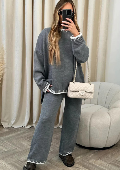 Olivia | Mujer Conjunto Lounge con Camiseta Oversize y Pantalón Ancho
