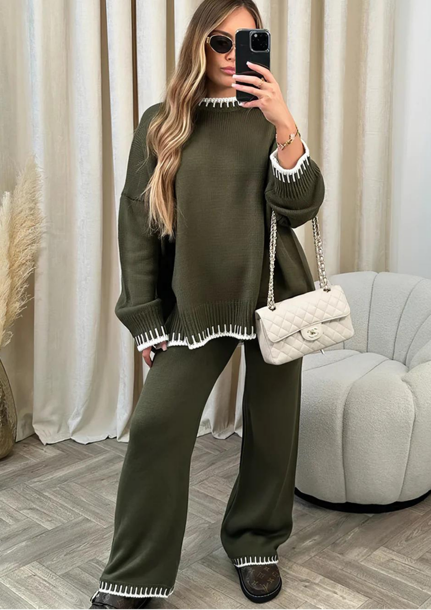 Olivia | Mujer Conjunto Lounge con Camiseta Oversize y Pantalón Ancho