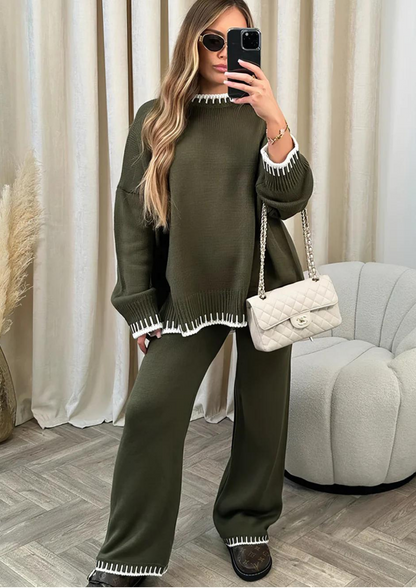 Olivia | Mujer Conjunto Lounge con Camiseta Oversize y Pantalón Ancho