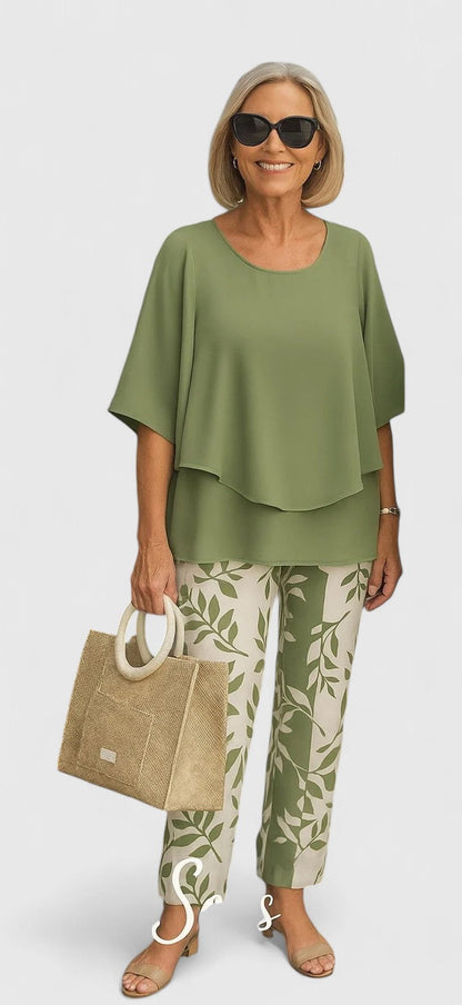 Mireille | Mujer Blusa Fluida en Capas con Pliegues