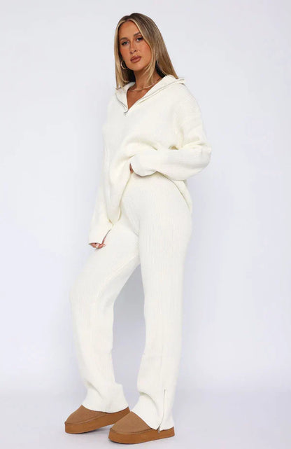 Fauve | Mujer Conjunto de Canalé con Suéter Oversize y Pantalón Ancho