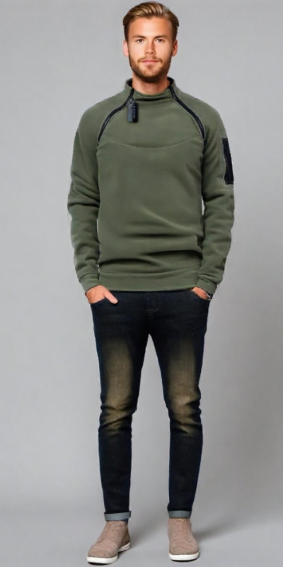 Victor | Hombre Suéter con Cremallera de Estilo Militar Acolchado