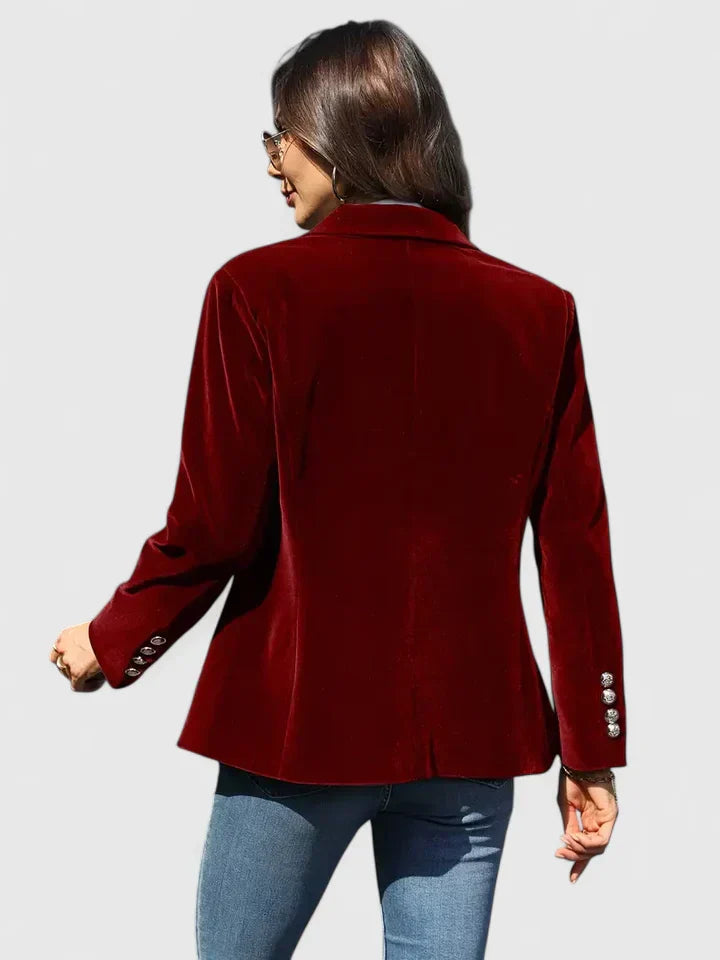 Valerie | Mujer Blazer de Terciopelo Entallado de Un Botón