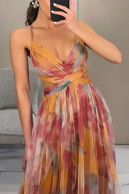 Giselle | Mujer Maxi Vestido Floral con Cierre Trasero Ajustable