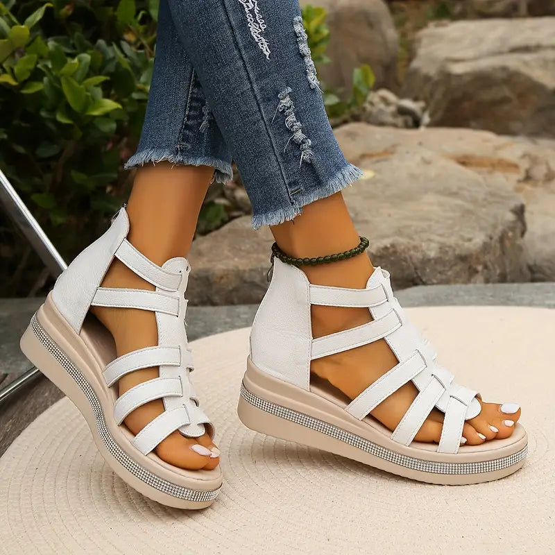 Everlie | Mujer Sandalias de Cuña con Detalles de Strass