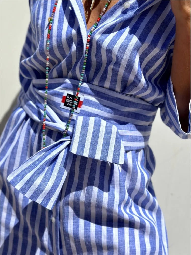 Anemoon | Mujer Vestido a Rayas con Cuello
