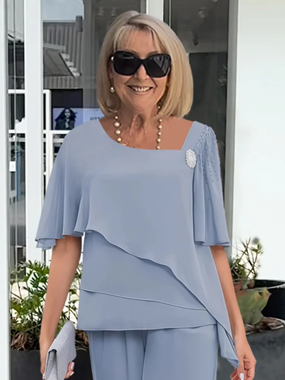 Eleanor | Mujer Conjunto de Dos Piezas con Blusa Fluida y Pantalón Ancho