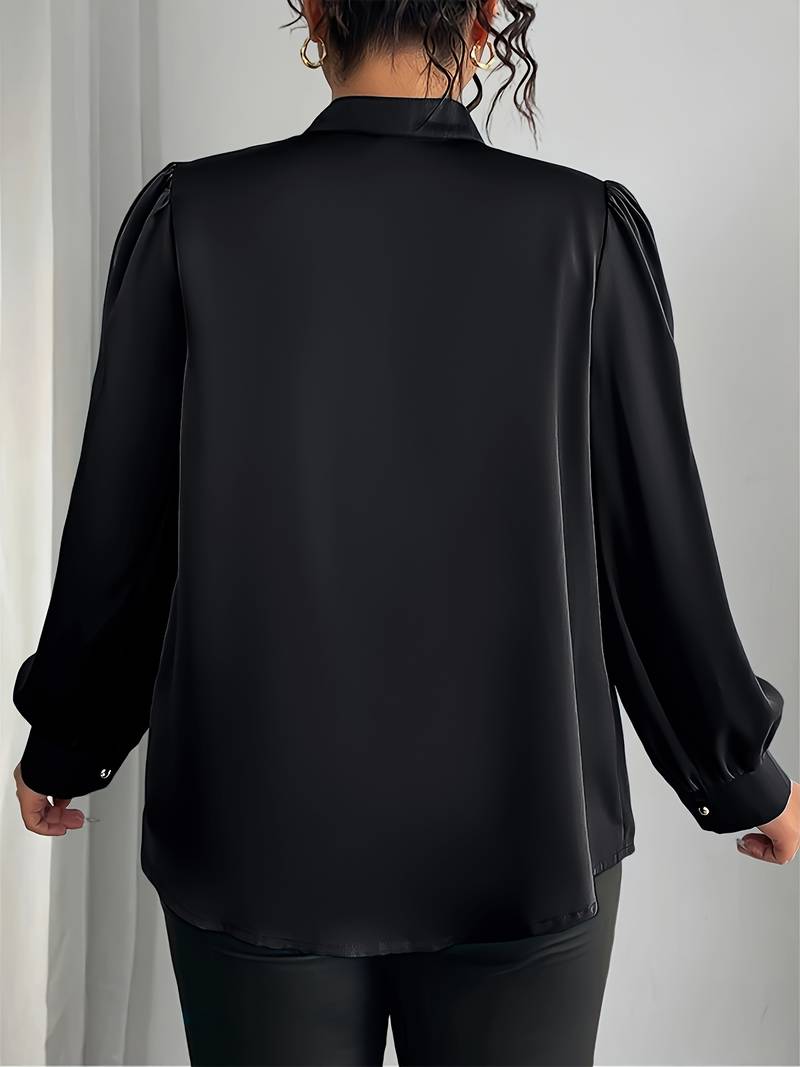 Thaliravelle | Mujer Blusa Satinada con Escote en V y Mangas Abullonadas