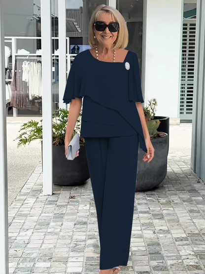 Eleanor | Mujer Conjunto de Dos Piezas con Blusa Fluida y Pantalón Ancho