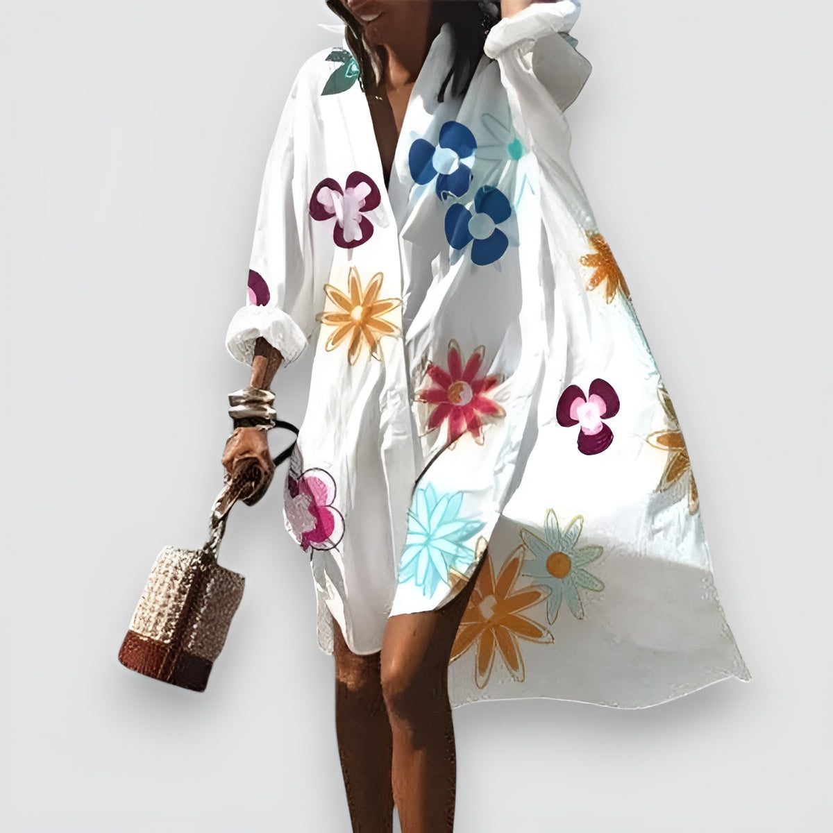 Wibke | Mujer Vestido Camisero Fluido con Botones