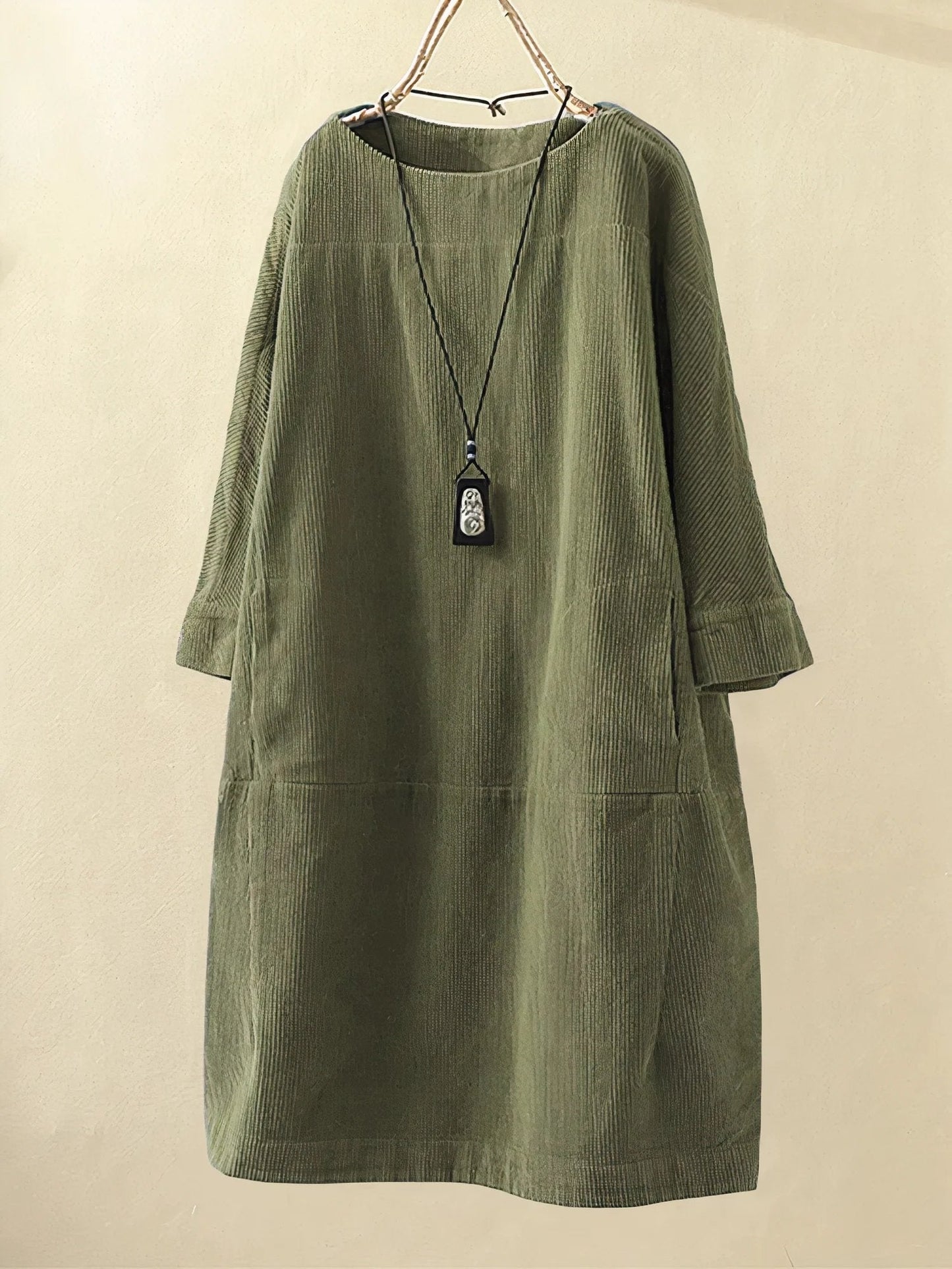 Lorena | Mujer Vestido de Pana Amplio Minimalista