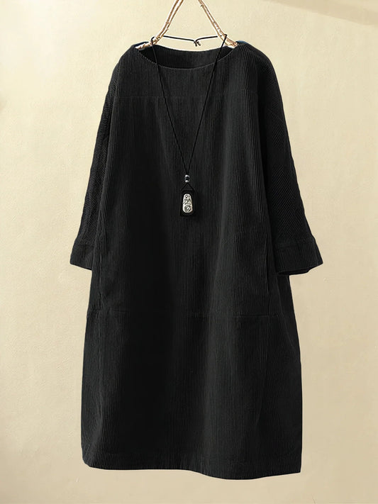 Lorena | Mujer Vestido de Pana Amplio Minimalista