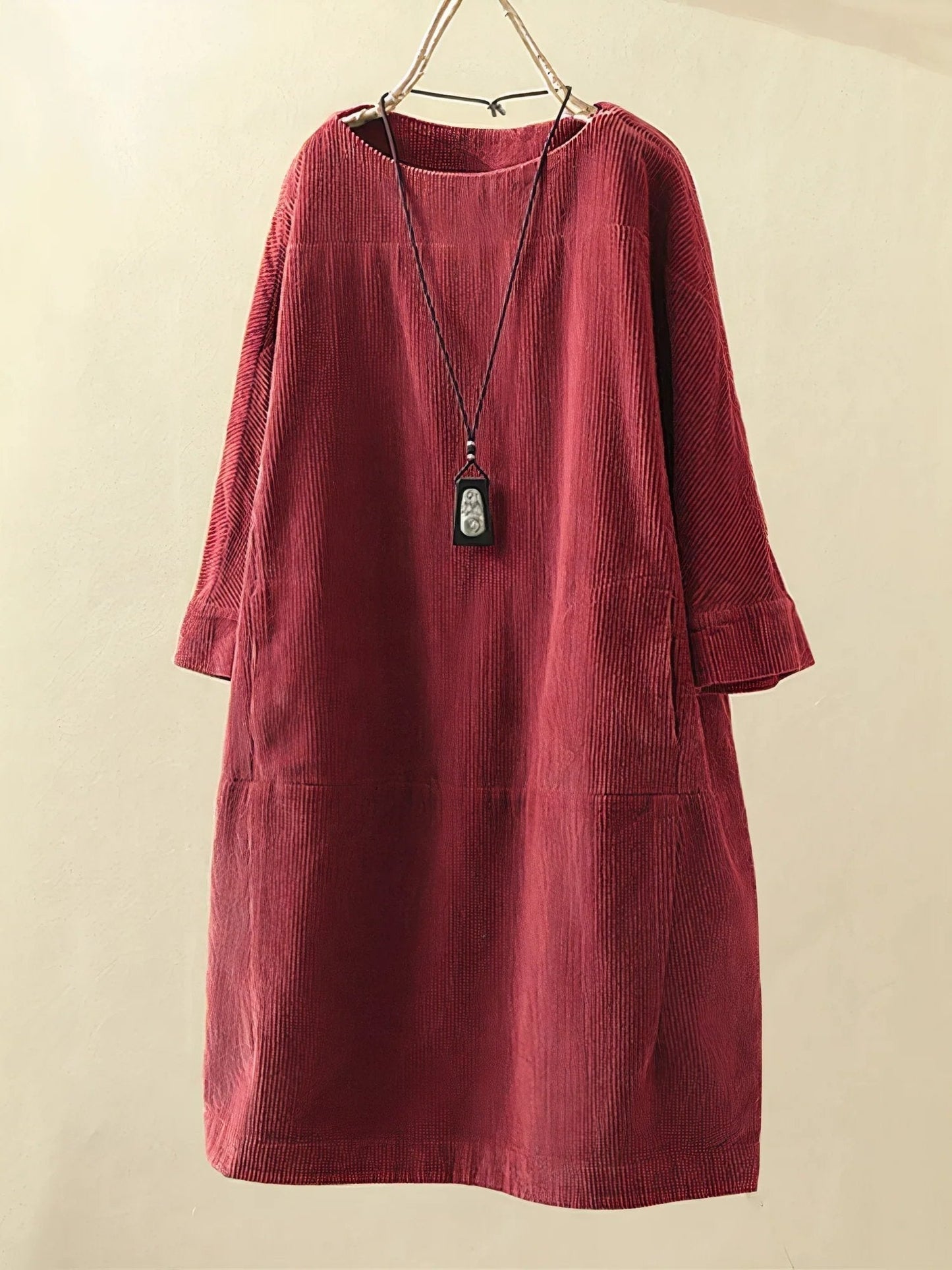 Lorena | Mujer Vestido de Pana Amplio Minimalista