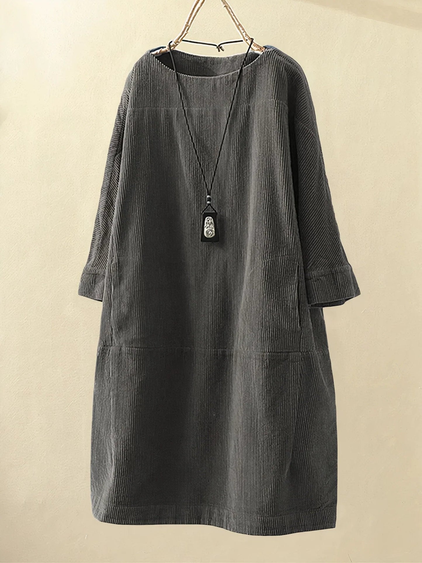 Lorena | Mujer Vestido de Pana Amplio Minimalista