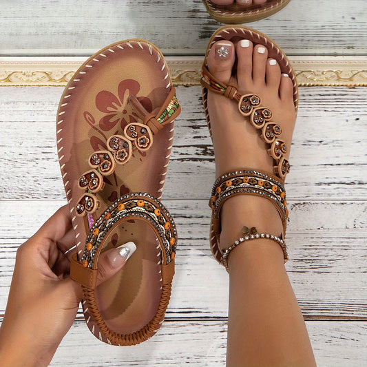 Merline | Mujer Sandalias Ergonómicas con Correas Ajustables y Perlas