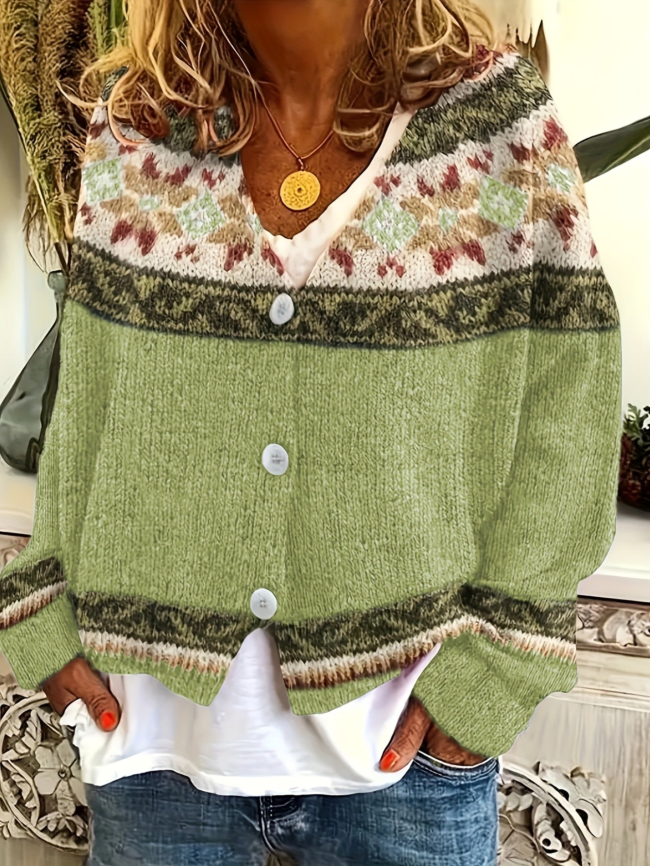 Ceralivra | Mujer Cárdigan de Punto Vintage con Botones