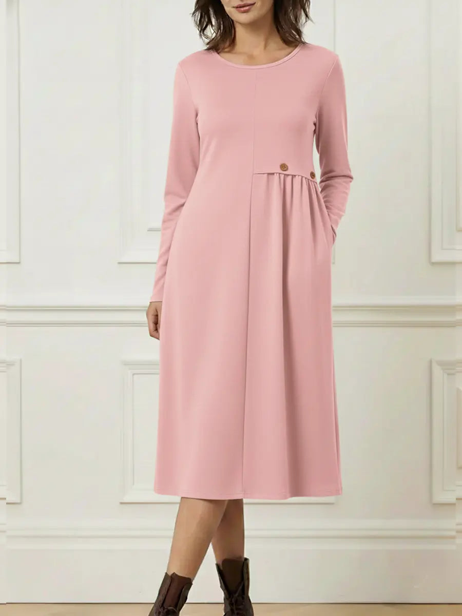 Helisavelle | Mujer Vestido Midi de Algodón con Mangas Largas