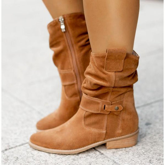 Maike | Mujer Botines Elásticos con Cremallera y Pantorrilla Ajustable