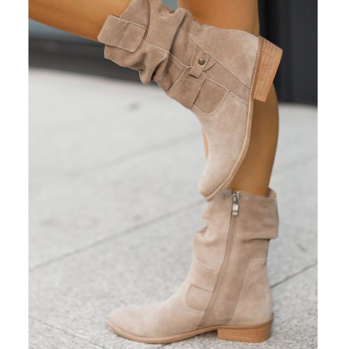 Maike | Mujer Botines Elásticos con Cremallera y Pantorrilla Ajustable