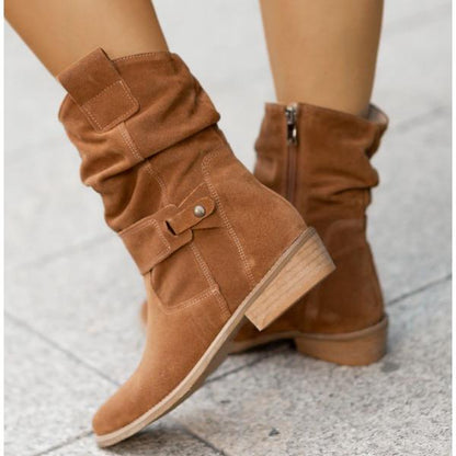 Maike | Mujer Botines Elásticos con Cremallera y Pantorrilla Ajustable