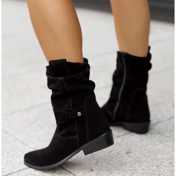Maike | Mujer Botines Elásticos con Cremallera y Pantorrilla Ajustable