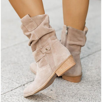 Maike | Mujer Botines Elásticos con Cremallera y Pantorrilla Ajustable