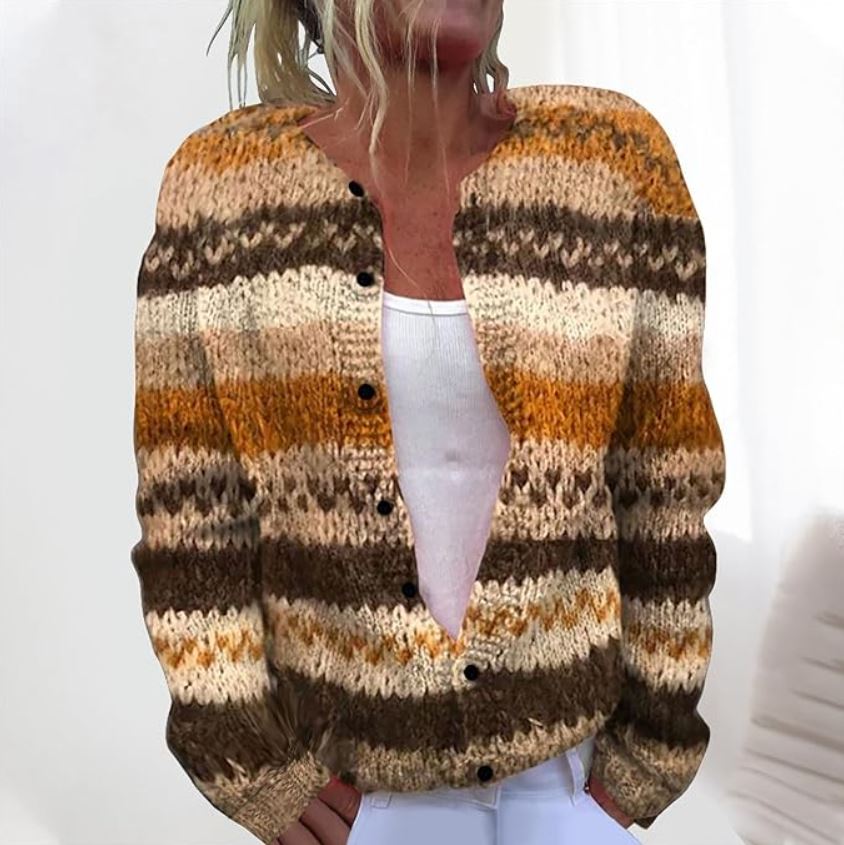 Tova | Mujer Chaleco de Punto Marrón para Capas
