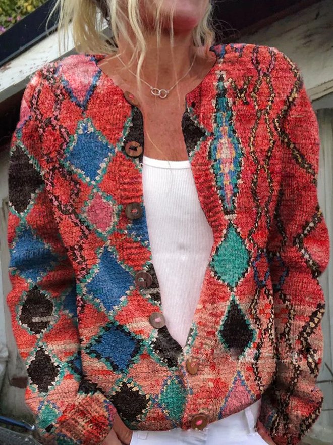 Irma | Mujer Cárdigan de Punto con Estampado Floral