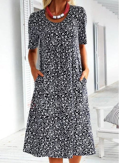 Fabienne | Mujer Vestido de Verano Floral de Corte en A con Bolsillos