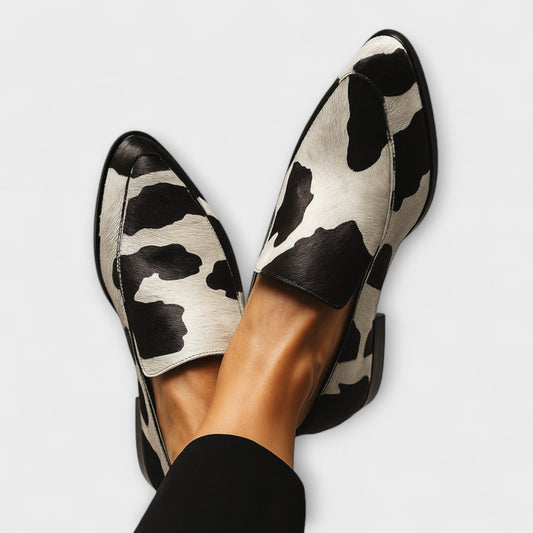 Margot | Mujer Mocasines de Tacón en Punta con Estampado