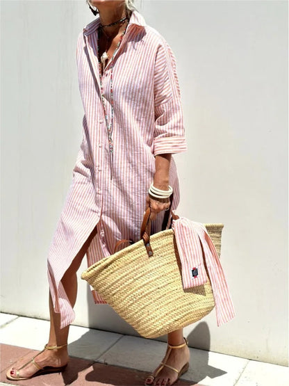 Anemoon | Mujer Vestido a Rayas con Cuello