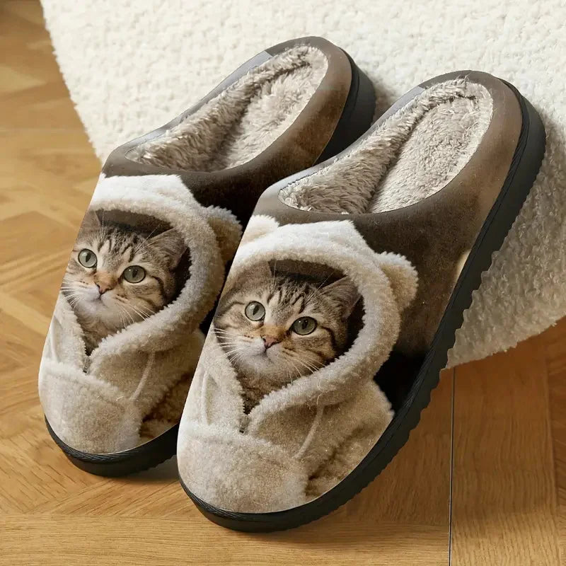 Oravellisse | Mujer Pantuflas con Motivo de Gato 3D
