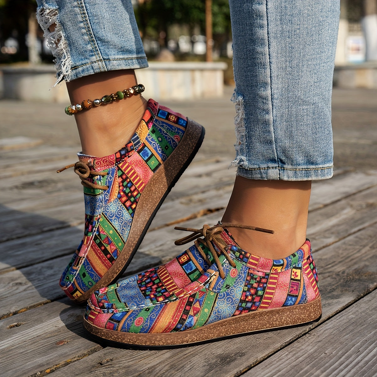 Adeline | Mujer Zapatillas con Estampado Patchwork