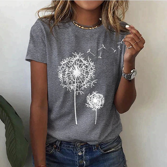 Carina | Mujer Camiseta con Estampado de Diente de León